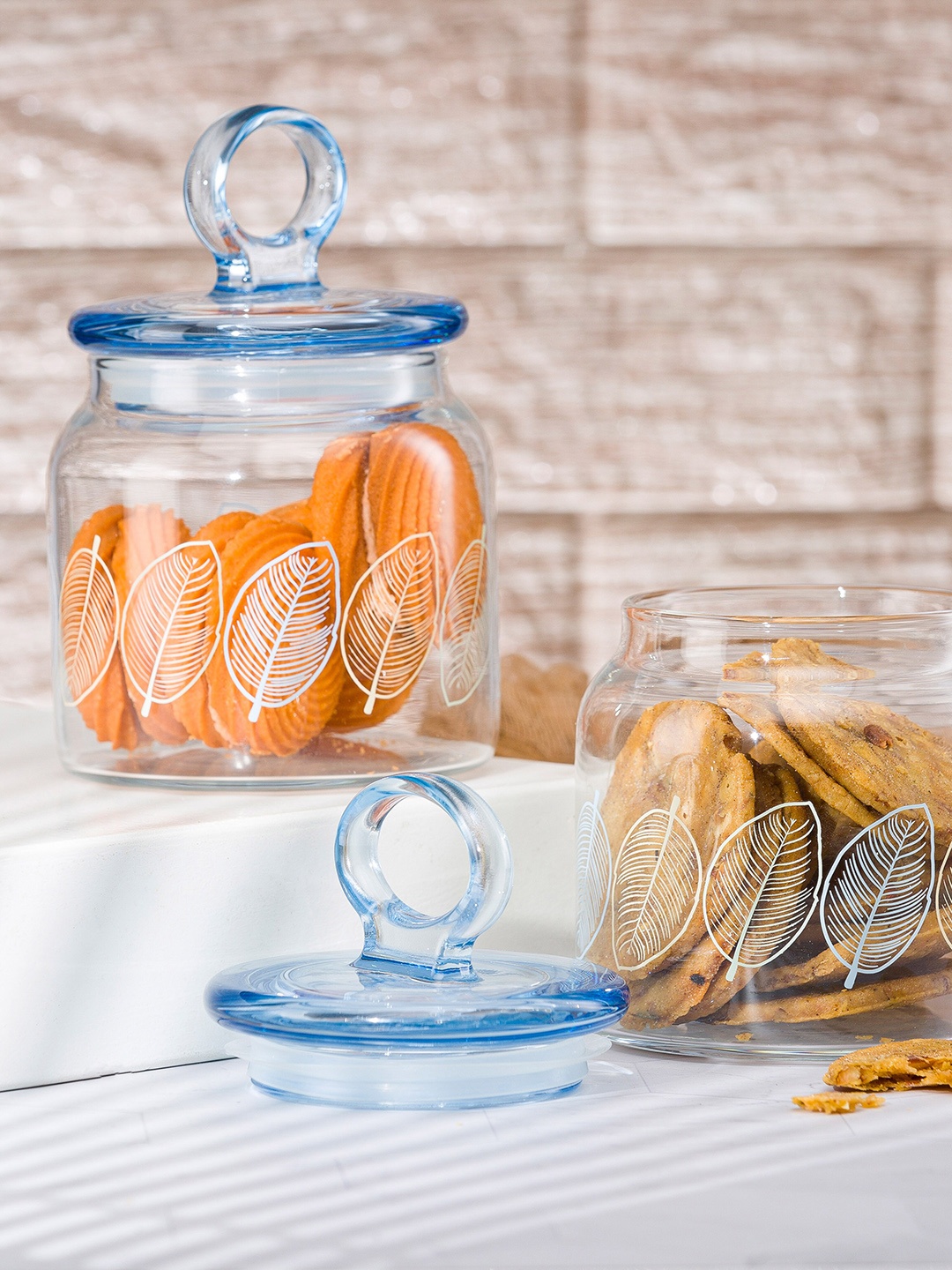 

Pasabahce Transparent 2 Pieces Printed Air-Tight Glass Jars 575 ml