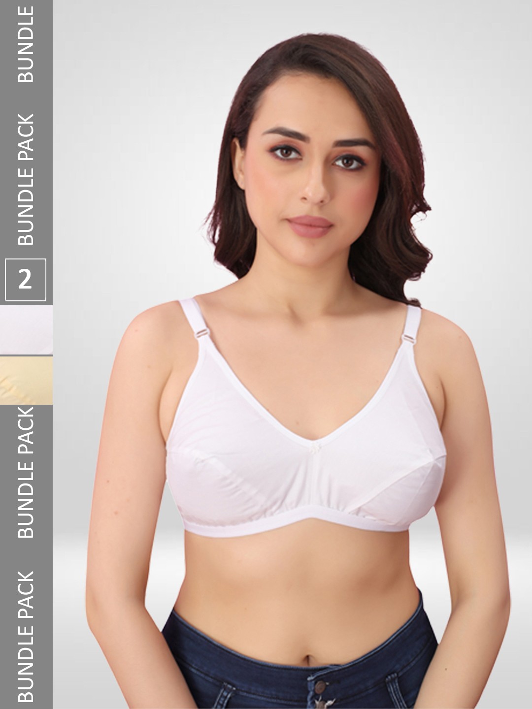 

N N ENTERPRISE Pack Of 2 Medium Coverage Dry Fit Everyday Bras With All Day Comfort, White