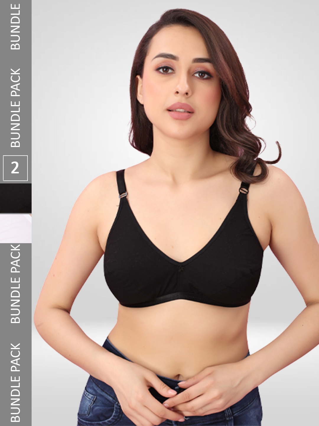 

N N ENTERPRISE Pack Of 2 Medium Coverage Dry Fit Everyday Bras With All Day Comfort, Black