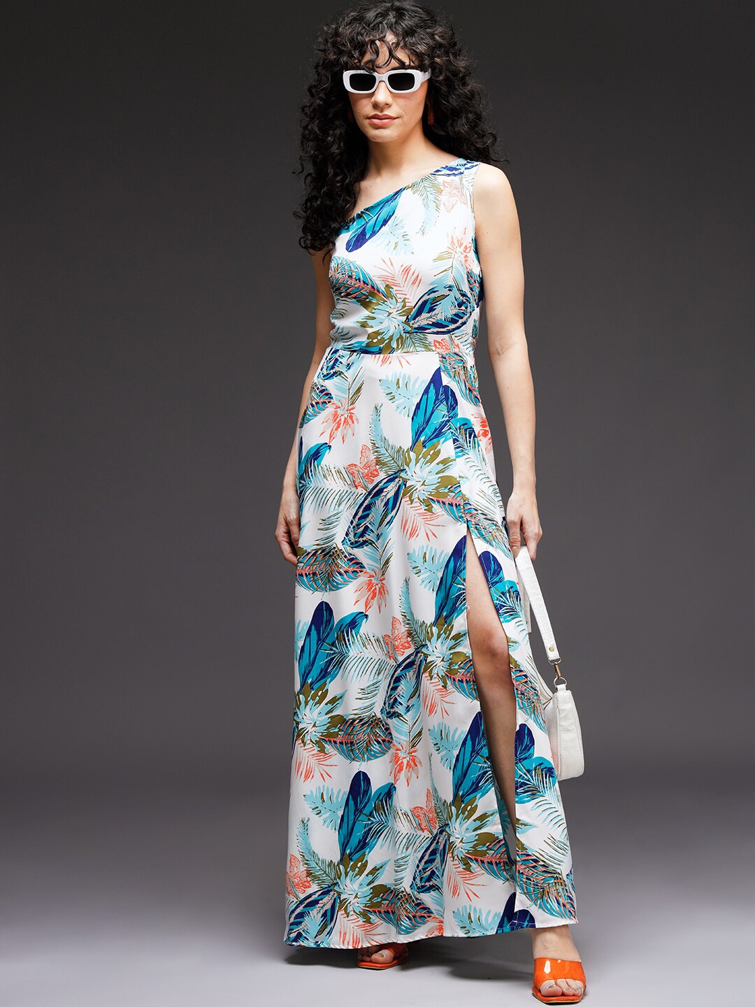 

emeros Floral Print Crepe Maxi Dress, White