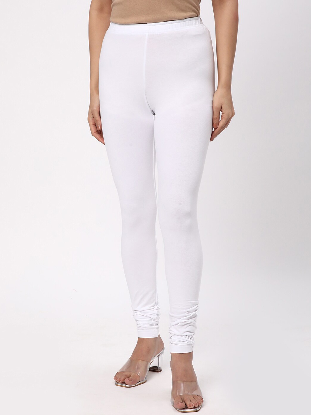 

R&B Slim-Fit Cotton Churidar, White