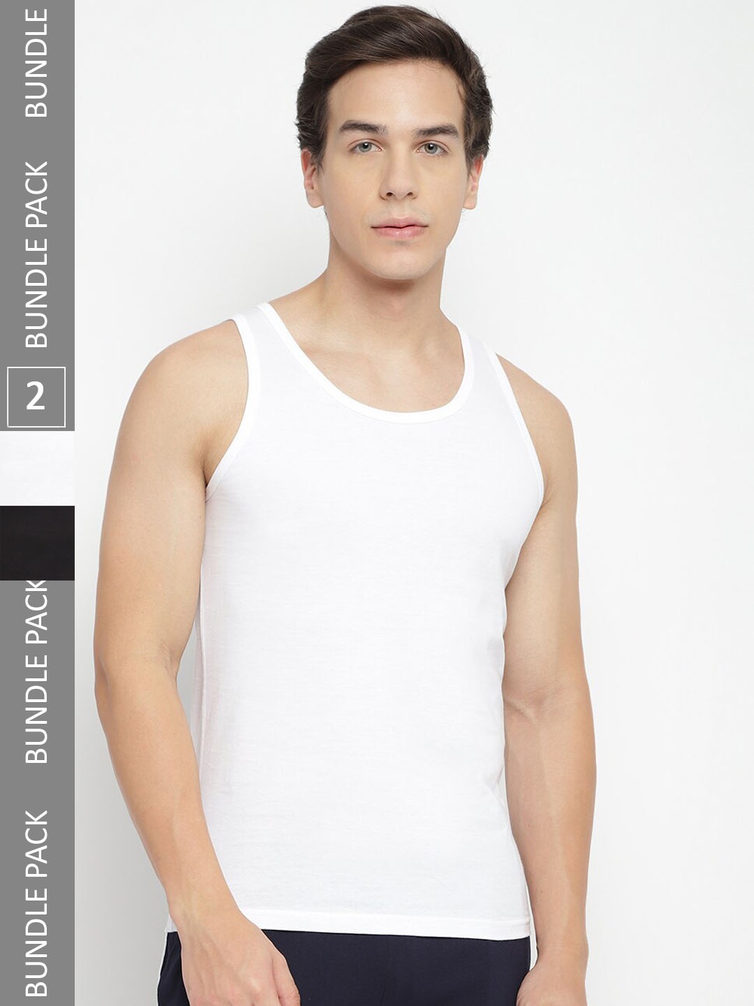 

La Intimo Pack Of 2 Round Neck Pure Cotton Innerwear Vests 11160042, White