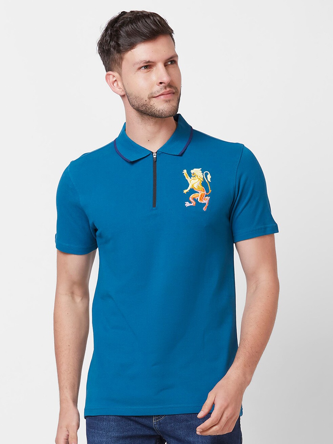 

GIORDANO Polo Collar Pure Cotton Slim Fit T-shirt, Blue