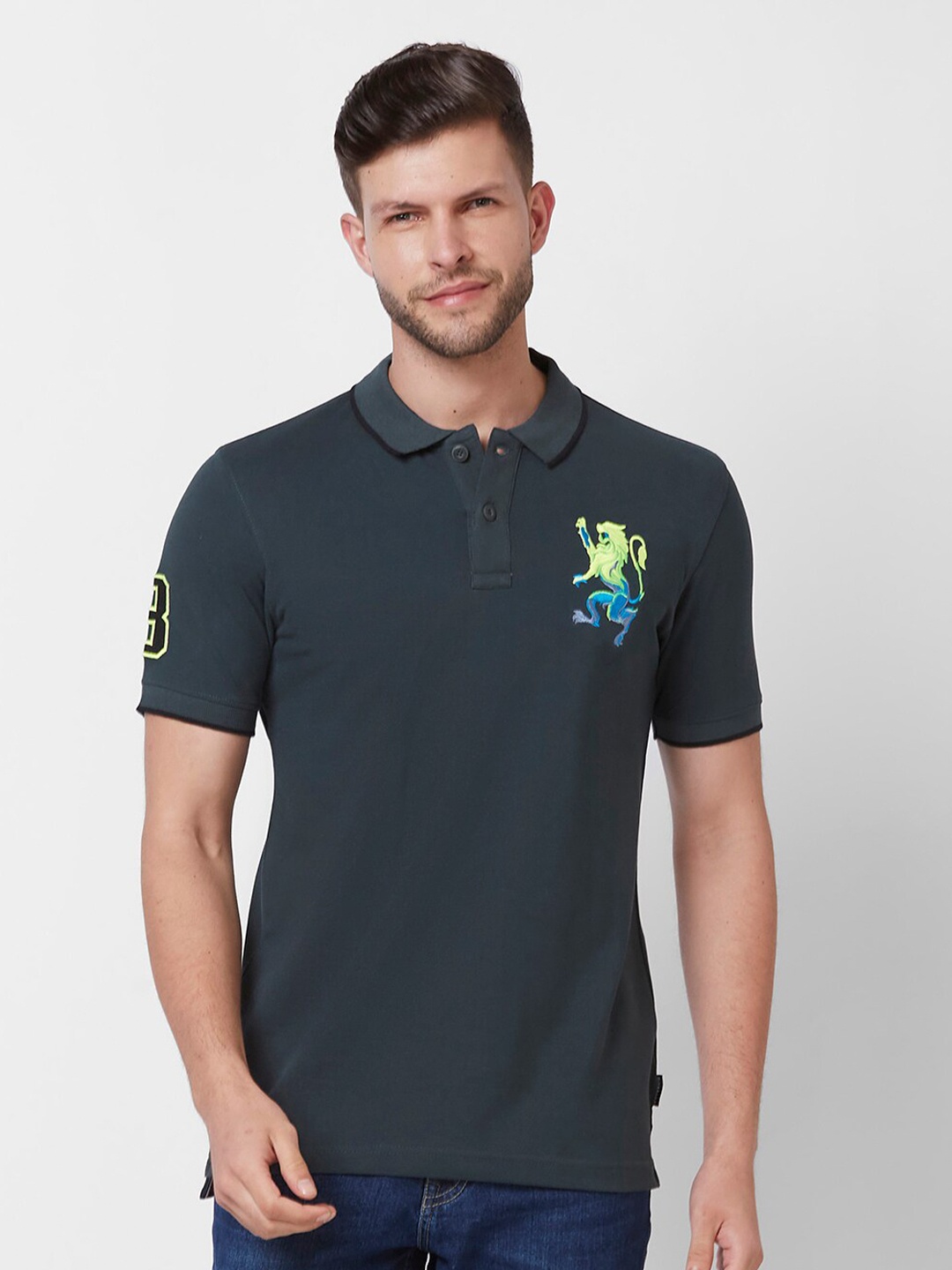 

GIORDANO Polo Collar Pure Cotton Slim Fit T-shirt, Green