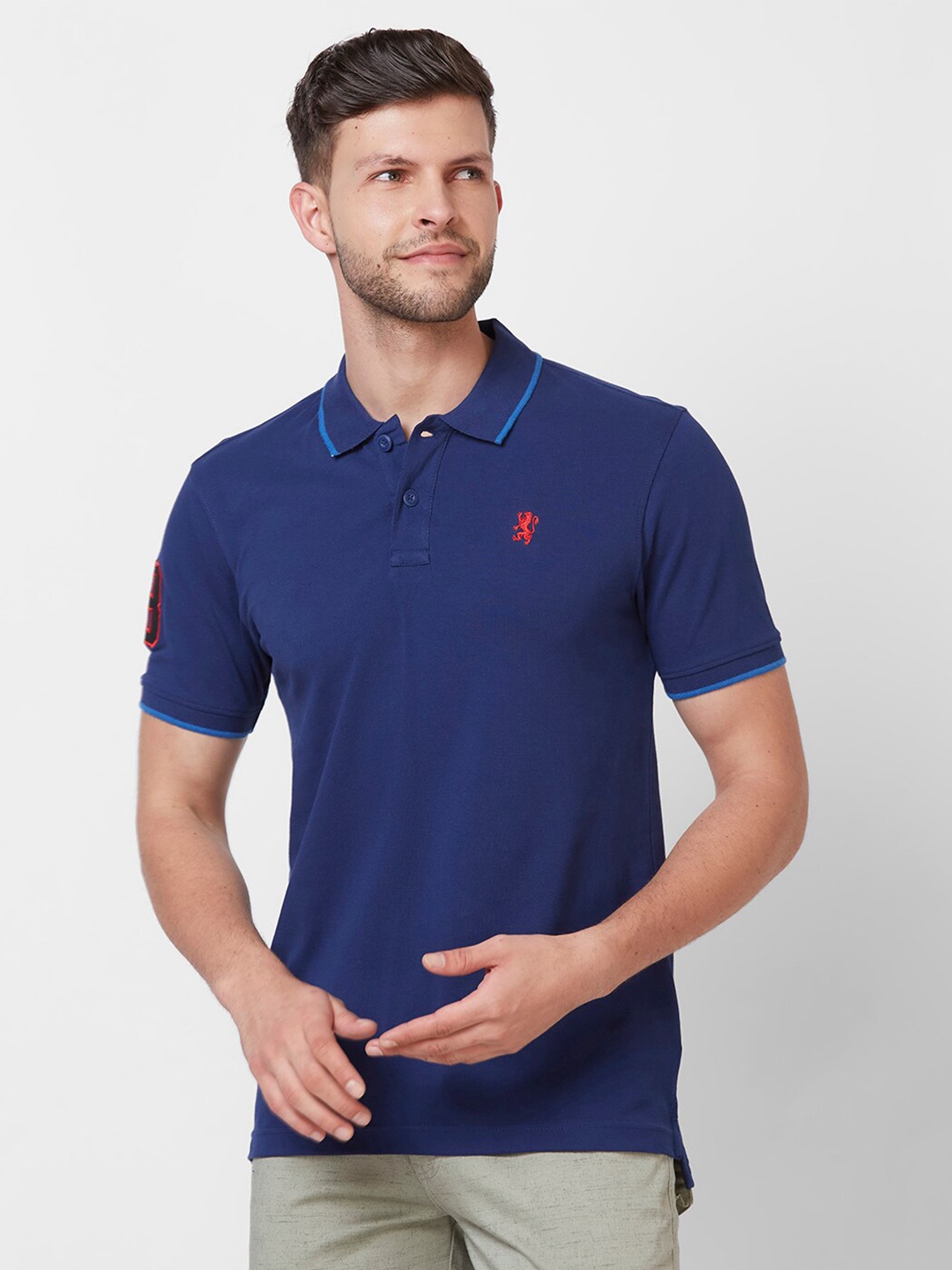 

GIORDANO Polo Collar Pure Cotton Slim Fit T-shirt, Navy blue