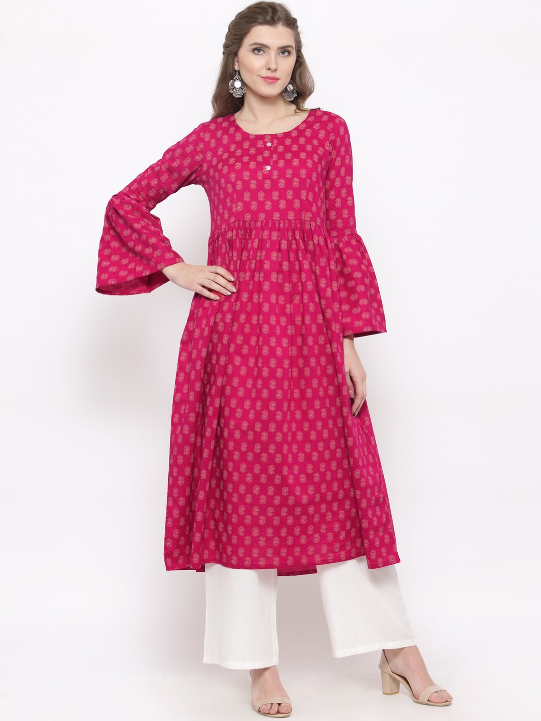 

Sera Women Pink Printed Anarkali Kurta