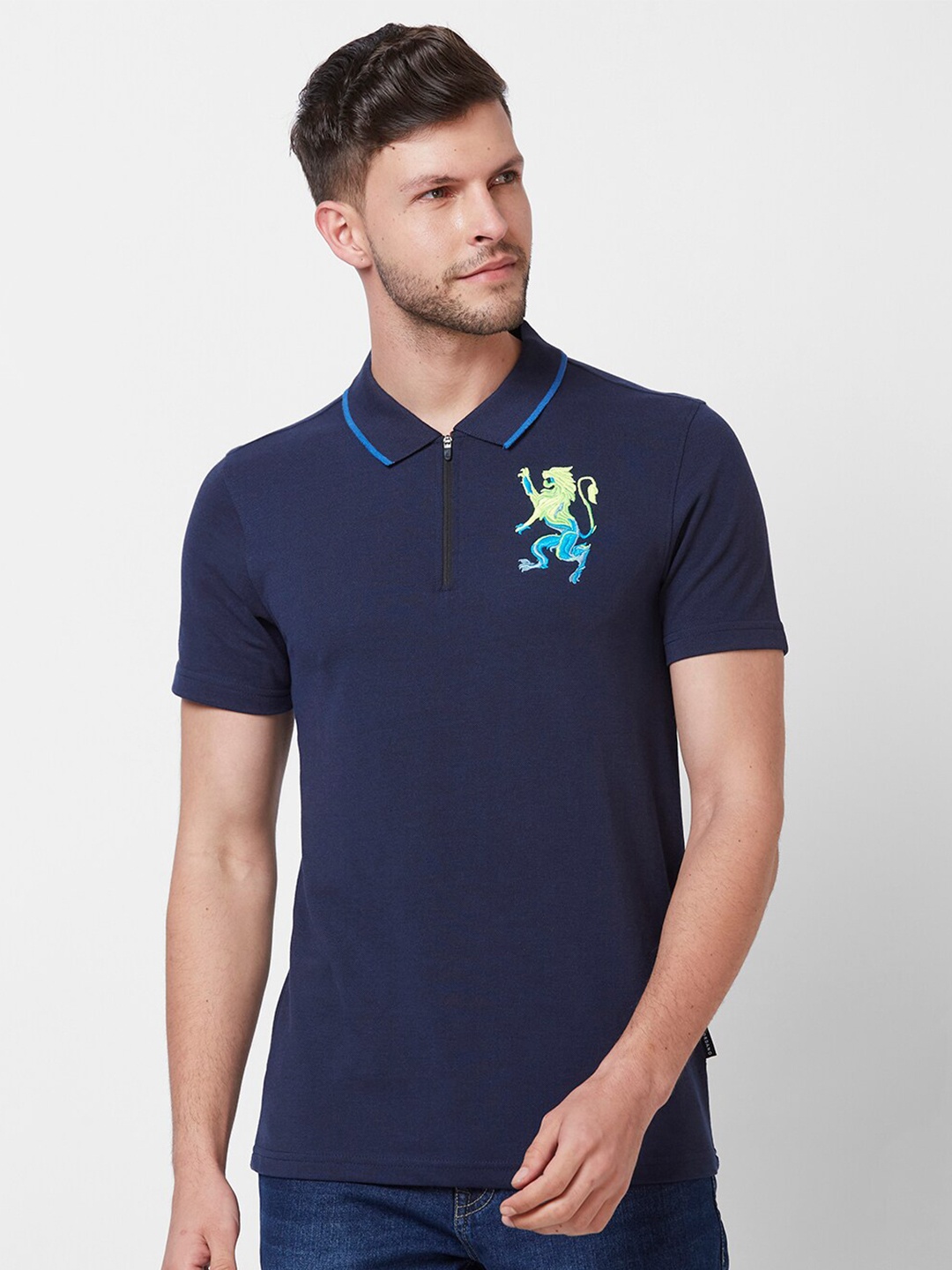 

GIORDANO Polo Collar Pure Cotton Slim Fit T-shirt, Navy blue