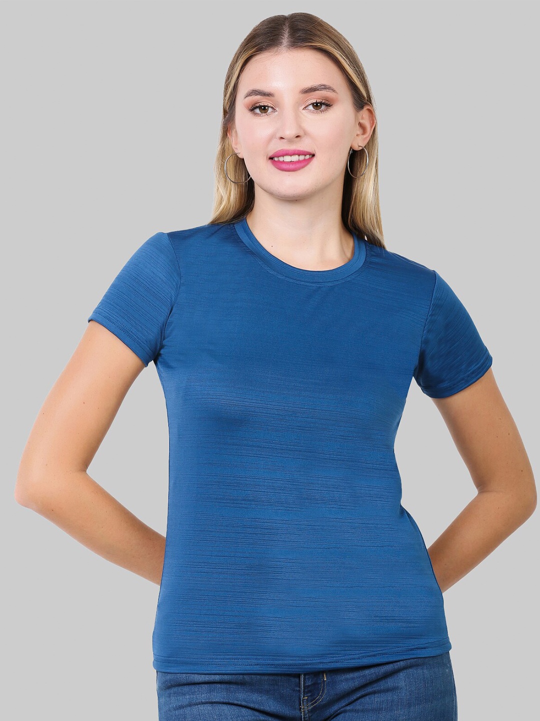 

Fasha Round Neck Regular Fit T-shirt, Blue