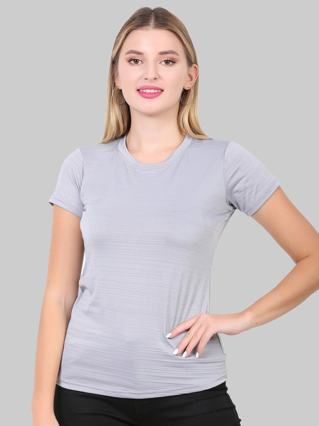 

Fasha Round Neck Regular Fit Sports T-shirt, Grey