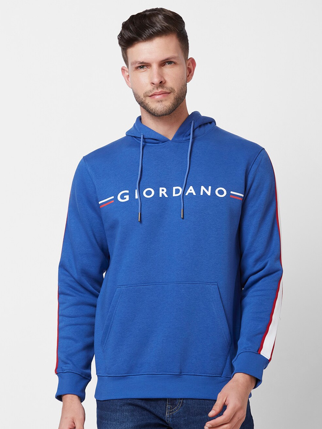 

GIORDANO Typography Printed Hooded Sweatshirt, Blue