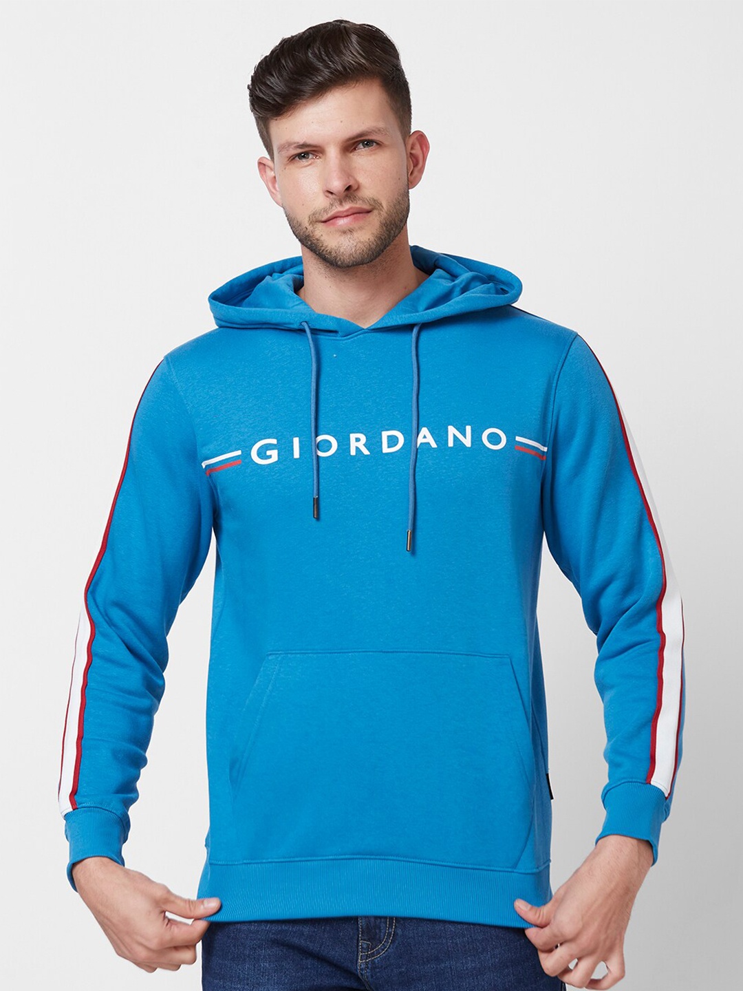

GIORDANO Typography Printed Hooded Sweatshirt, Blue