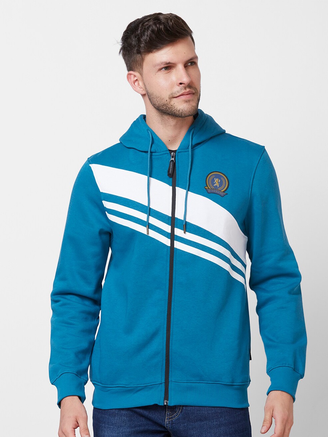 

GIORDANO Striped Hooded Sweatshirt, Blue