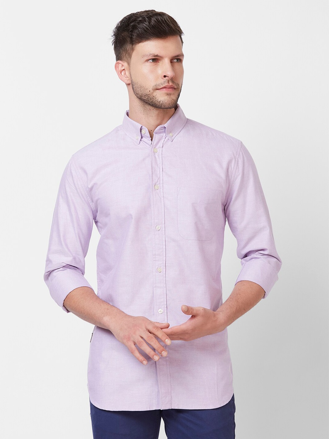 

GIORDANO Slim Fit Opaque Pure Cotton Casual Shirt, Purple