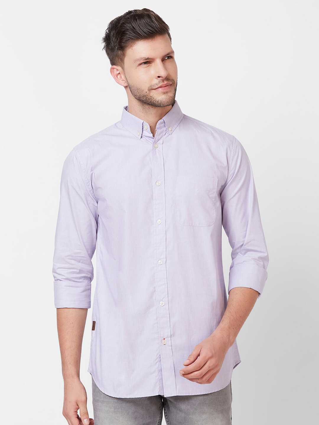 

GIORDANO Slim Fit Opaque Pure Cotton Casual Shirt, Purple