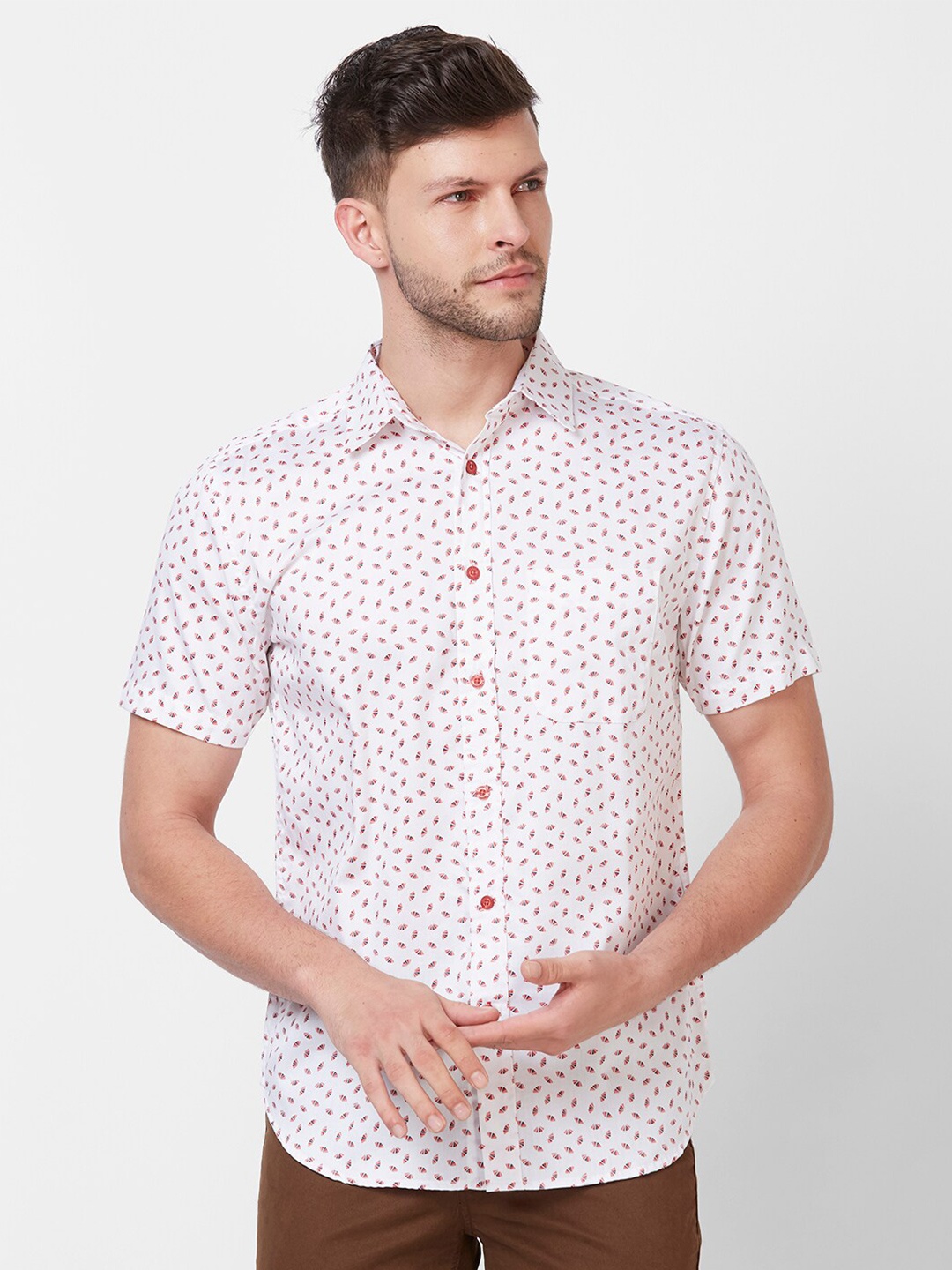 

GIORDANO Slim Fit Opaque Printed Casual Shirt, Pink