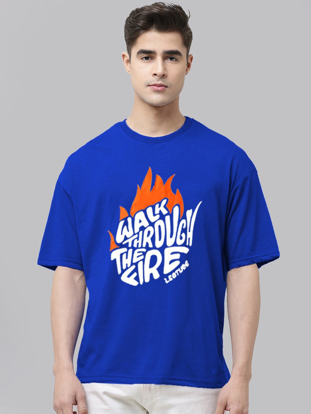 

Leotude Typography Printed Oversized T-shirt, Blue