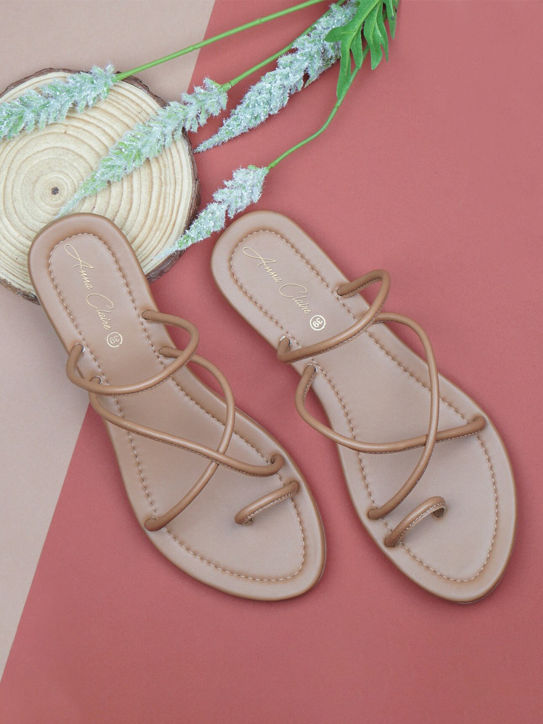

Anna Claire Strappy One Toe Flats, Beige