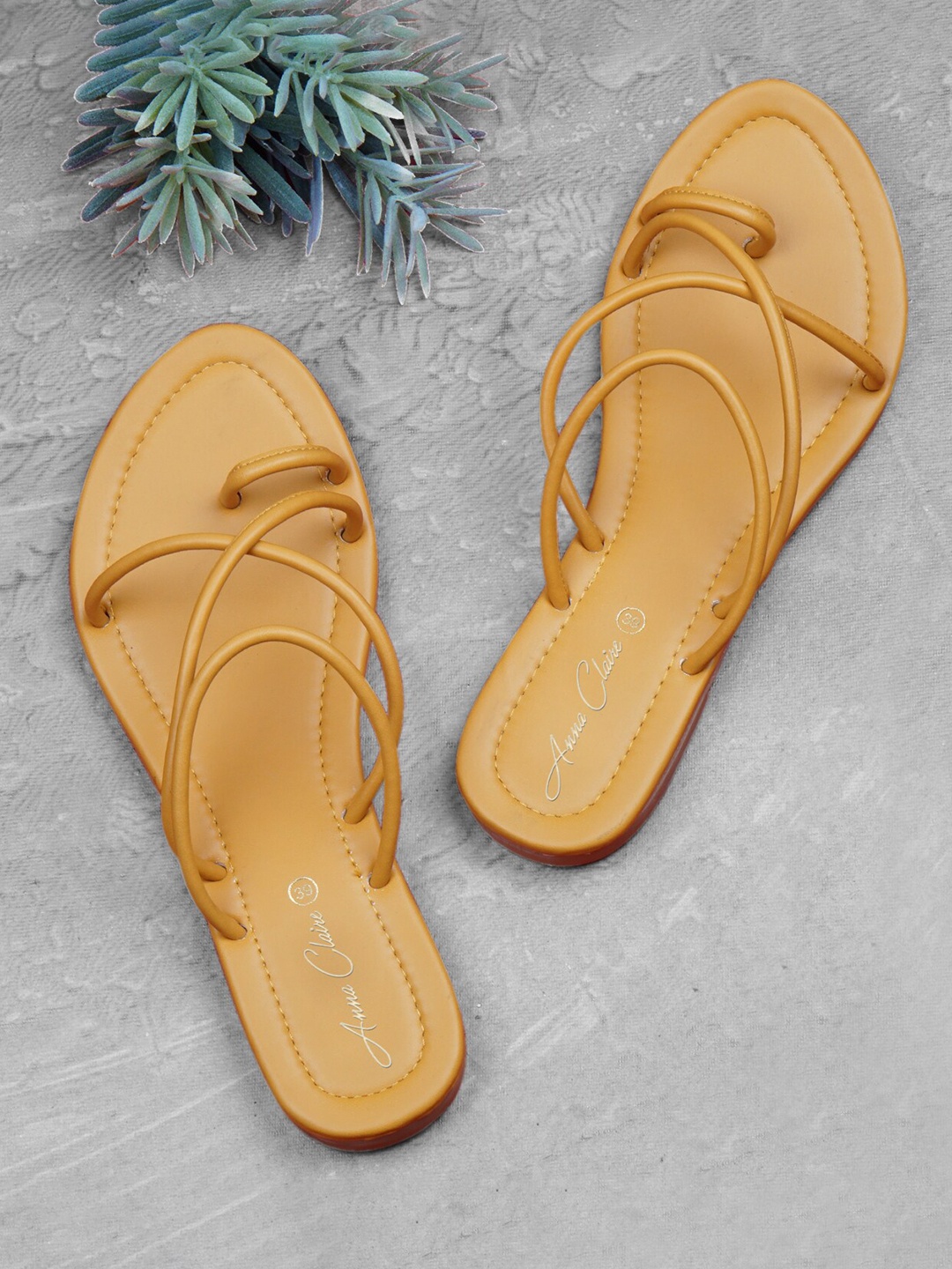 

Anna Claire Strappy One Toe Flats, Mustard