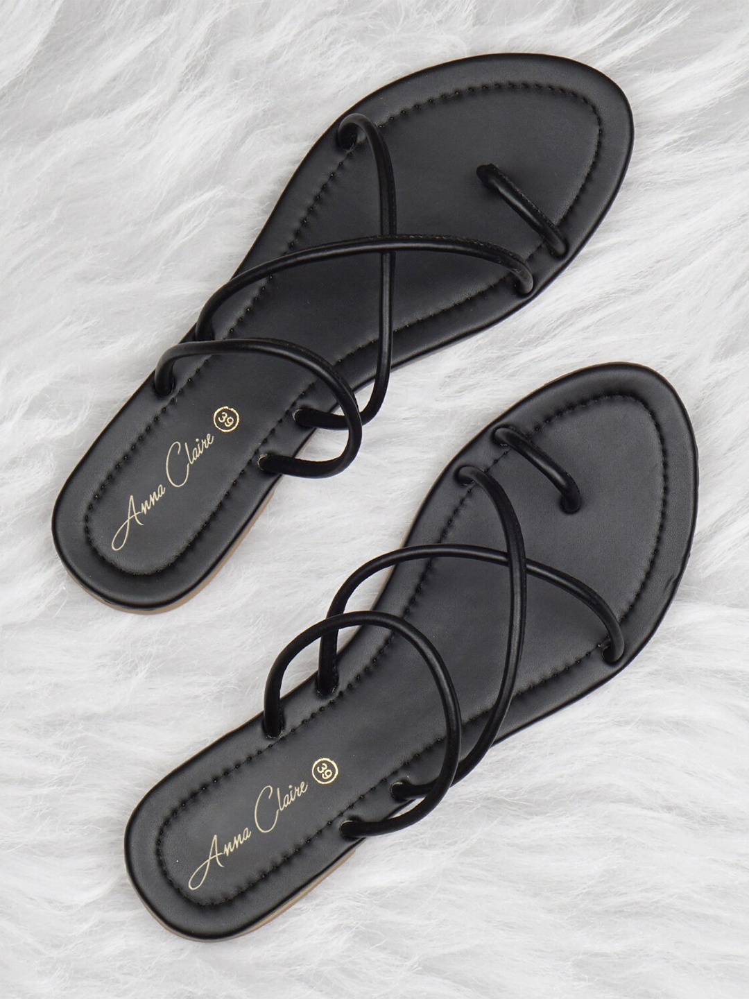 

Anna Claire Strappy One Toe Flats, Black