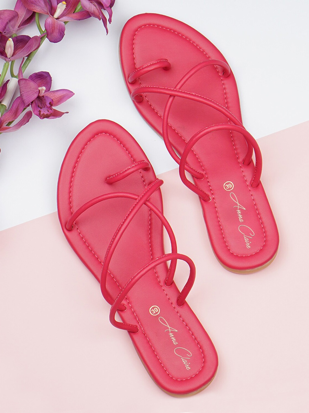 

Anna Claire Strappy One Toe Flats, Pink