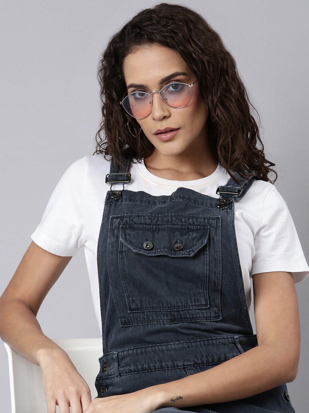 

SHOWOFF Straight-Leg Cotton Denim Dungaree, Grey