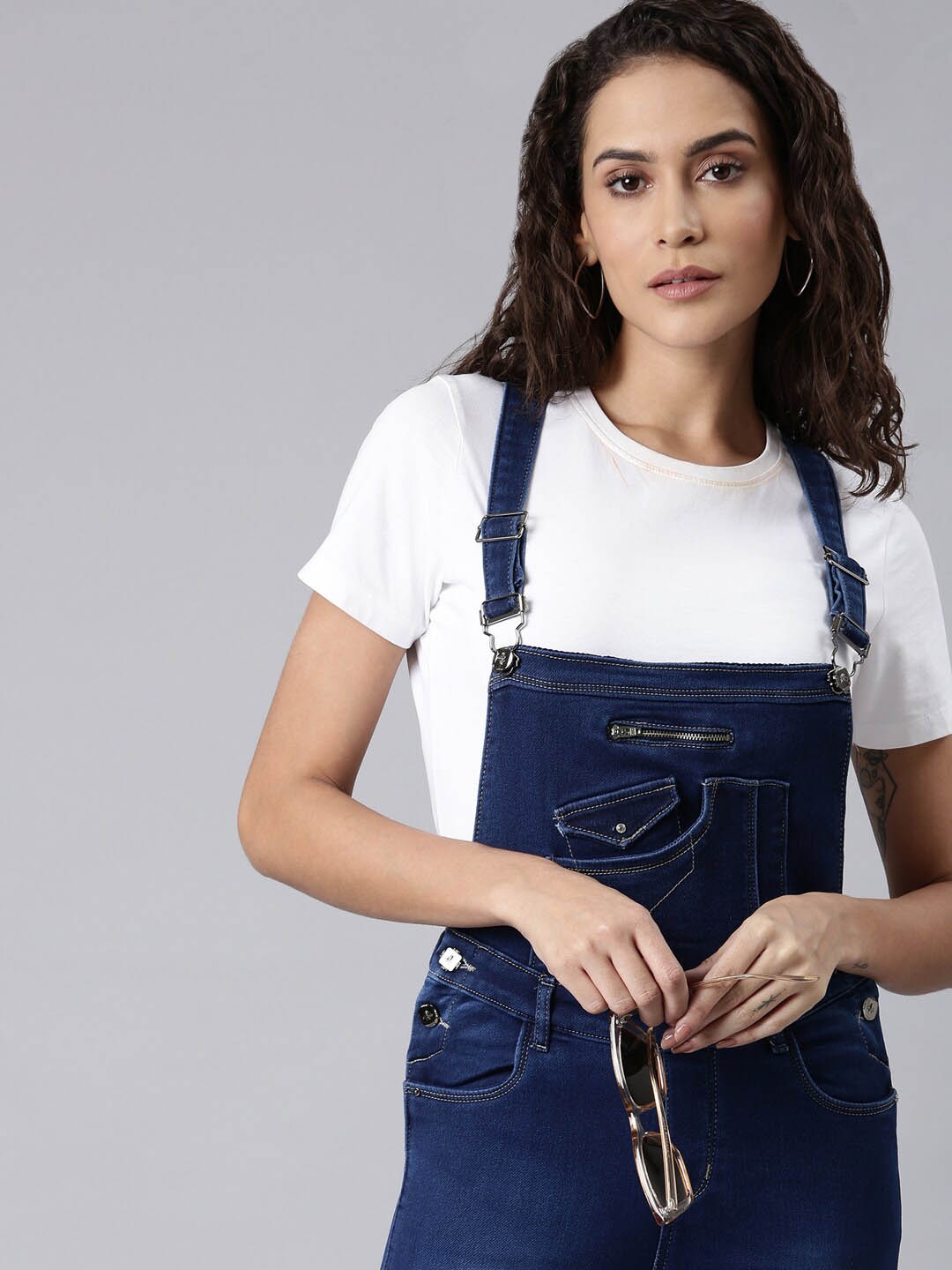 

SHOWOFF Slim-Fit Cotton Denim Dungaree, Blue