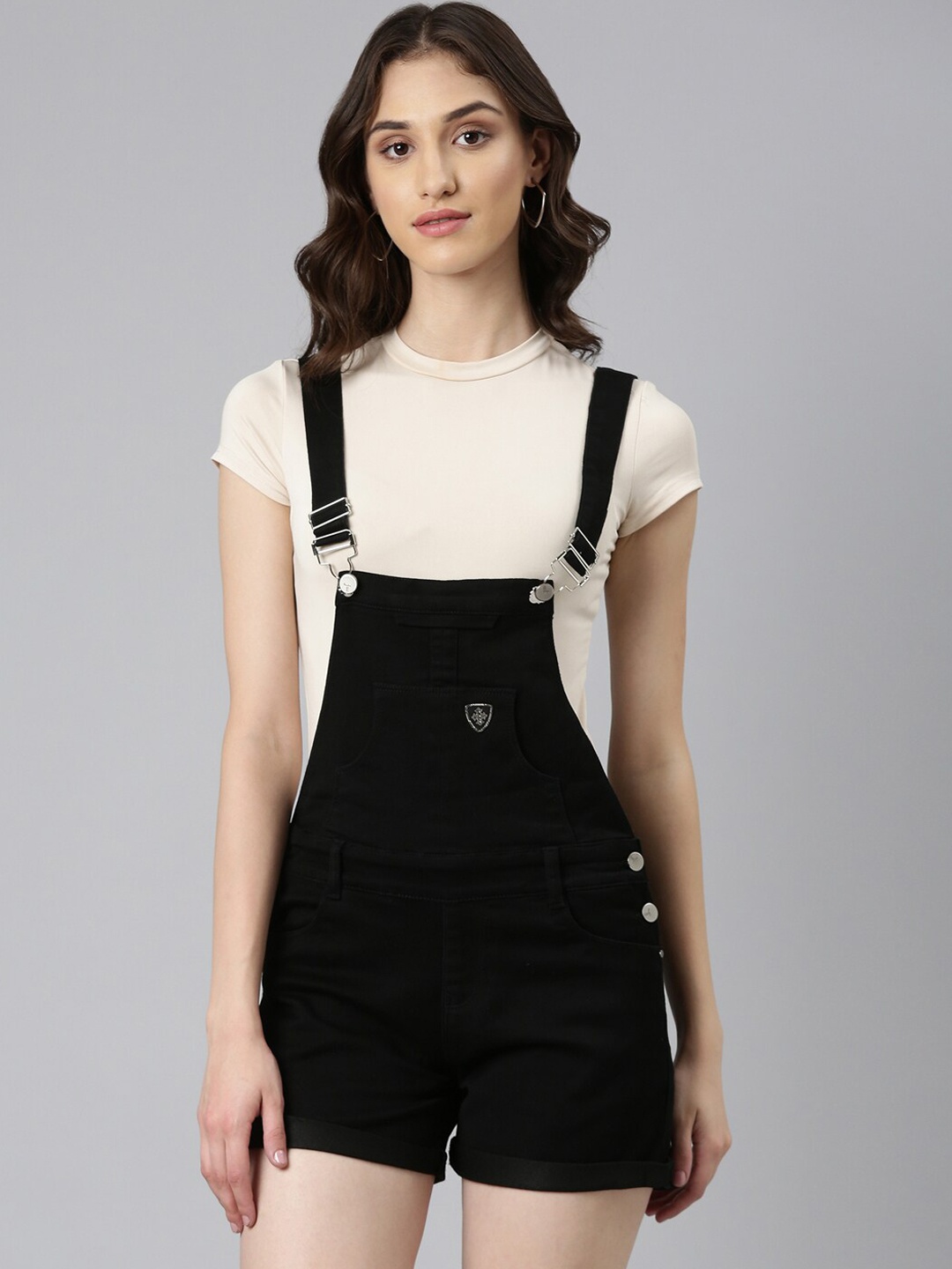 

SHOWOFF Slim-Fit Cotton Denim Dungaree, Black