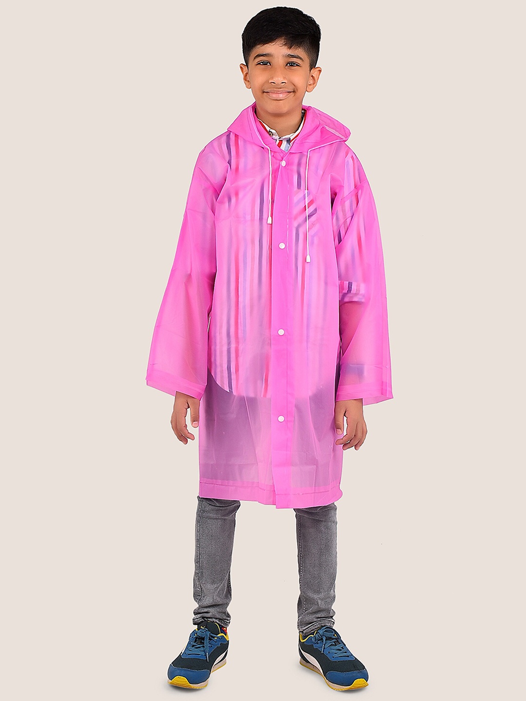 

Yellow Bee Boys Printed Hooded Rain Jacket, Pink