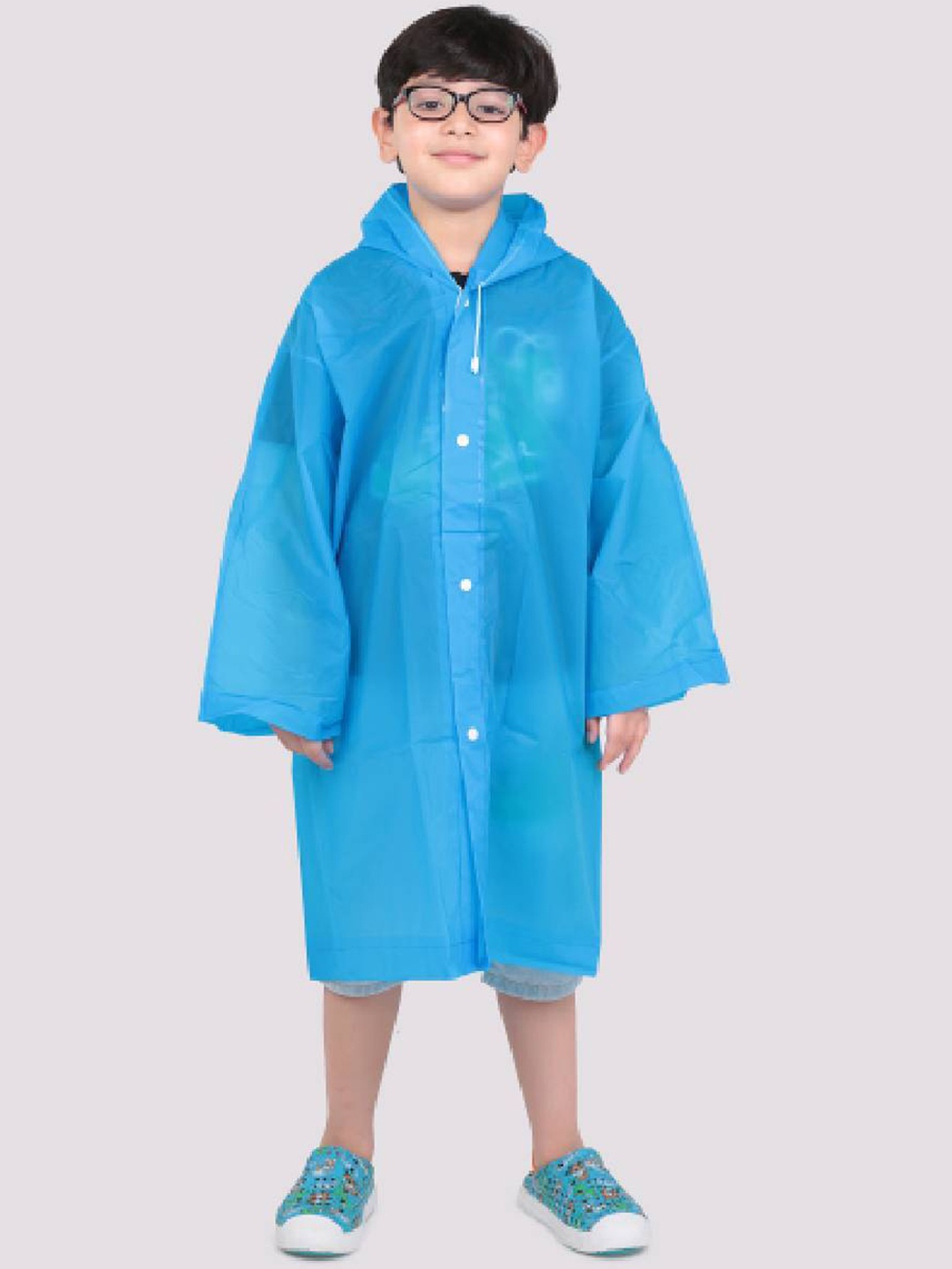 

Yellow Bee Boys Printed Hooded Rain Jacket, Blue