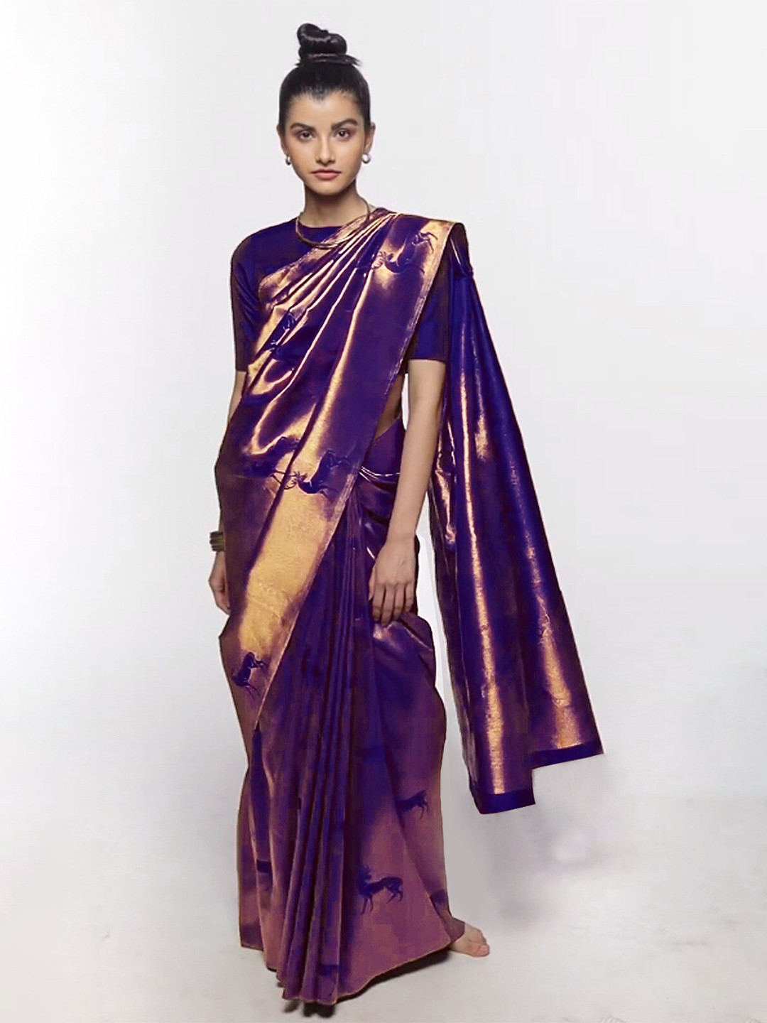 

KALINI Woven Design Zari Banarasi Saree, Purple