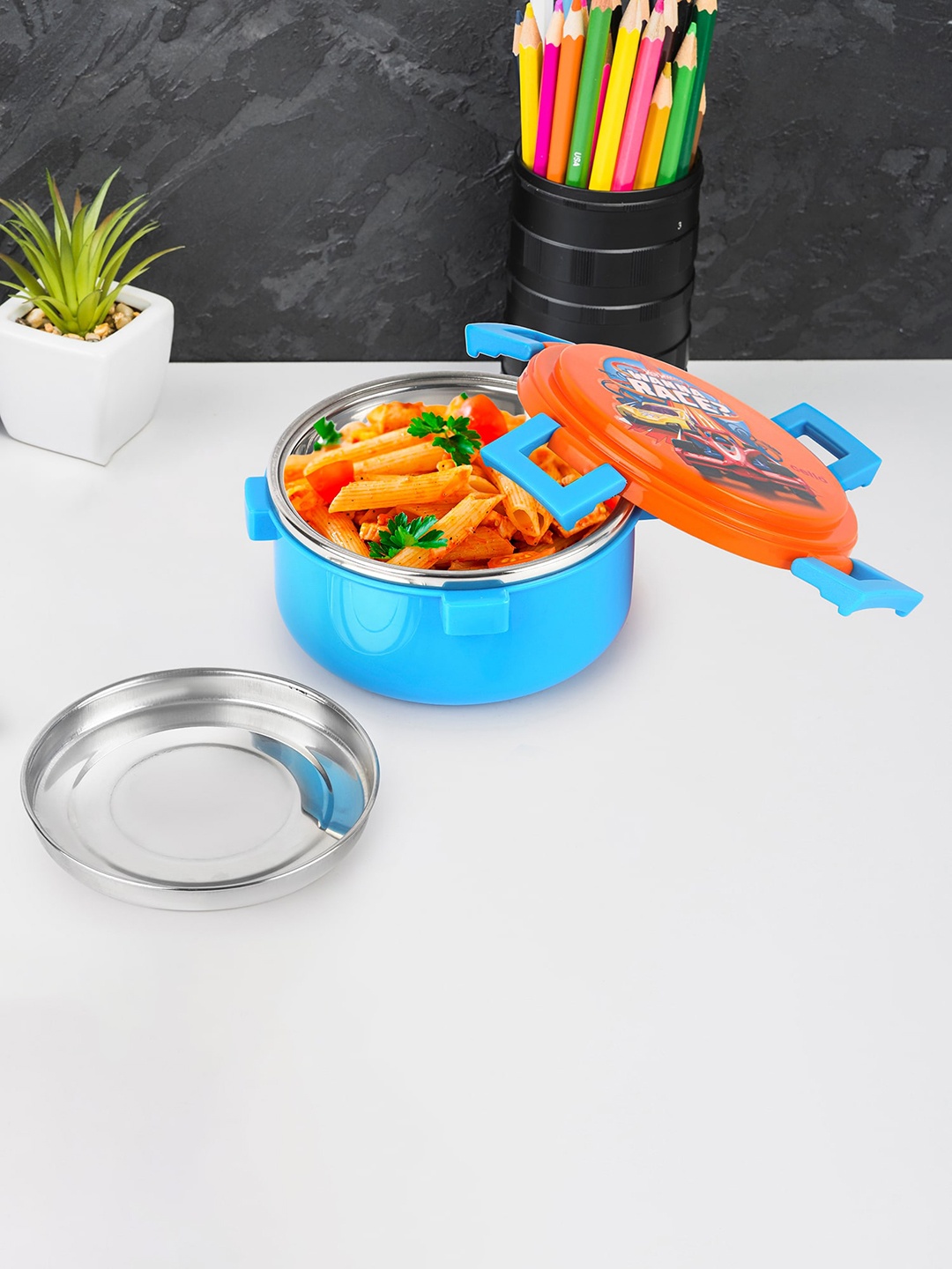 

Cello Recess Orange Hot Wheels Printed Inner Stainless Steel Medium Lunch Box