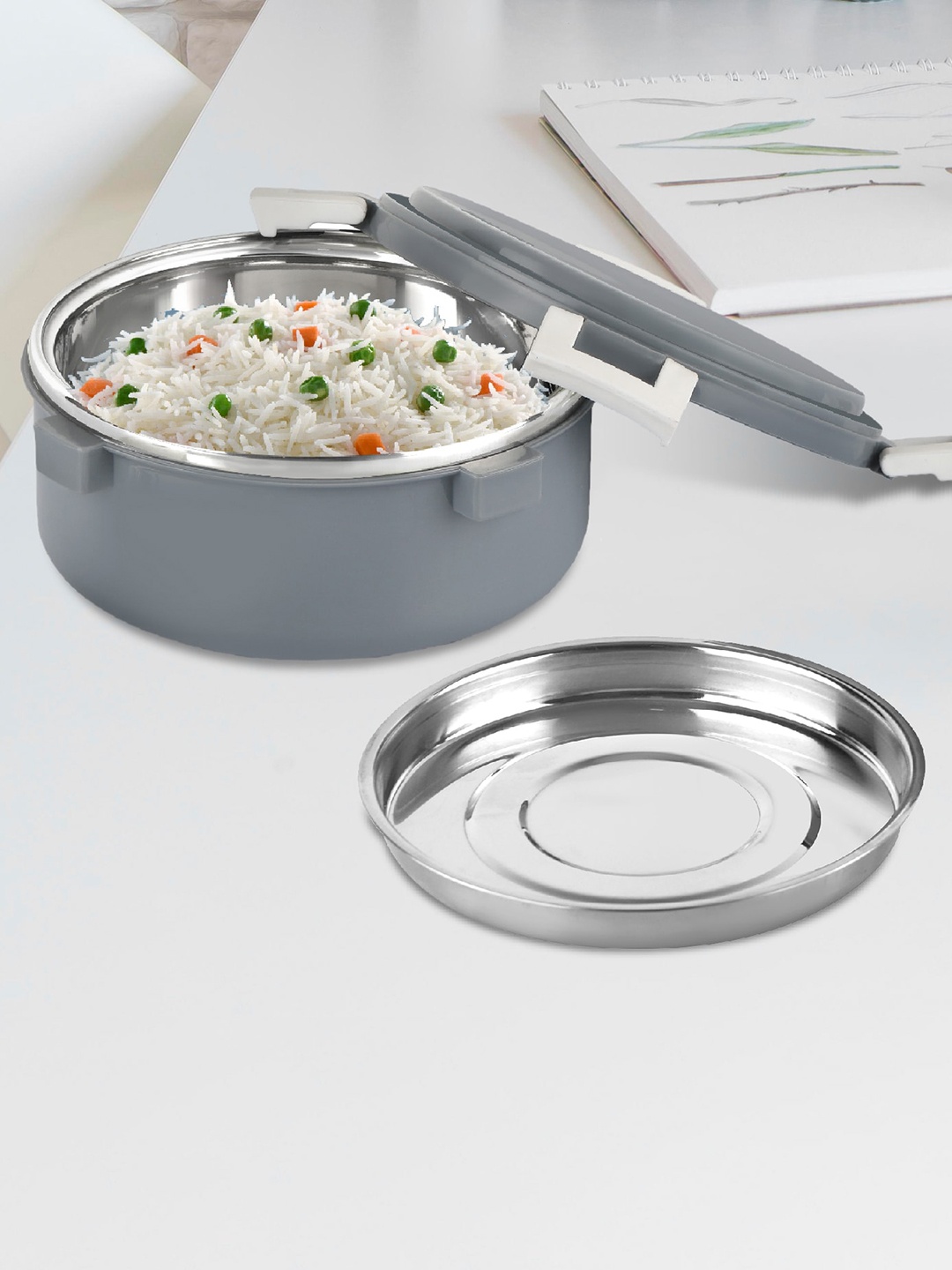

Cello Take-Eat Grey Stainless Steel Lunch Box 415 ml