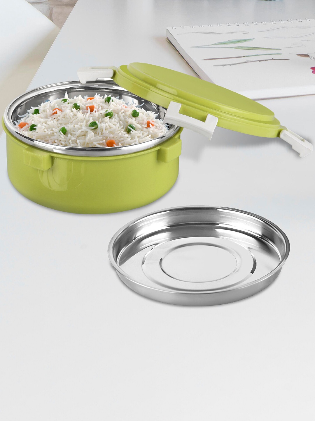 

Cello Take-Eat Medium Yellow & Blue Stainless Steel Lunch Box 415 ml