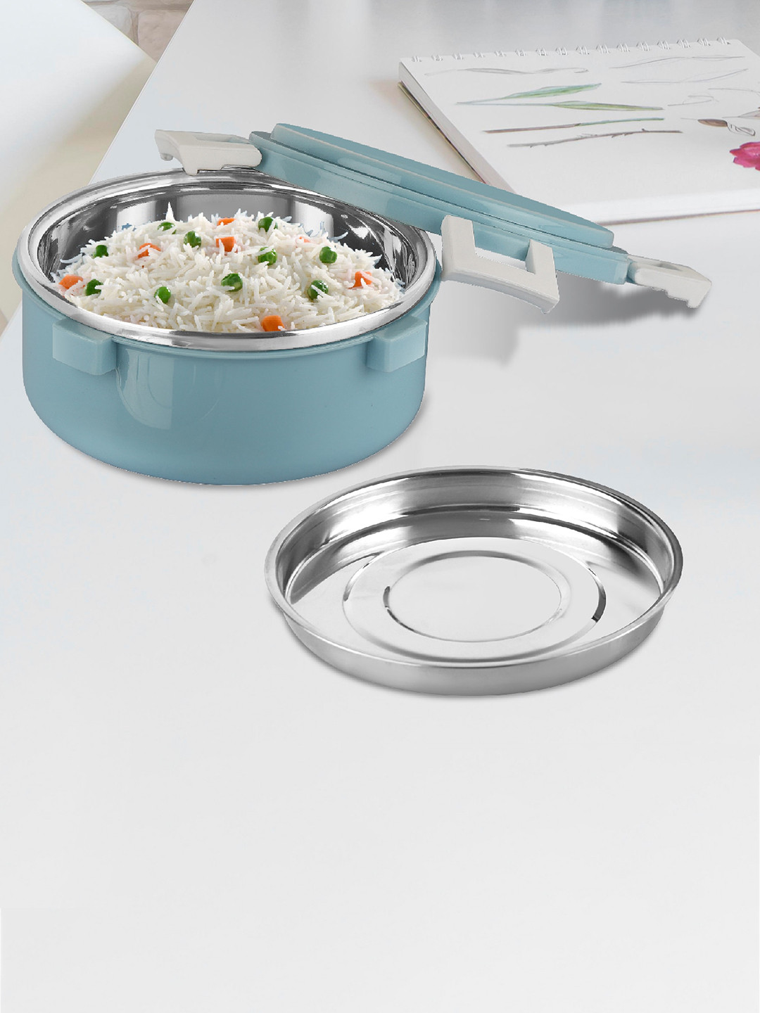 

Cello Take-Eat Blue & White Stainless Steel Lunch Box 575 ml