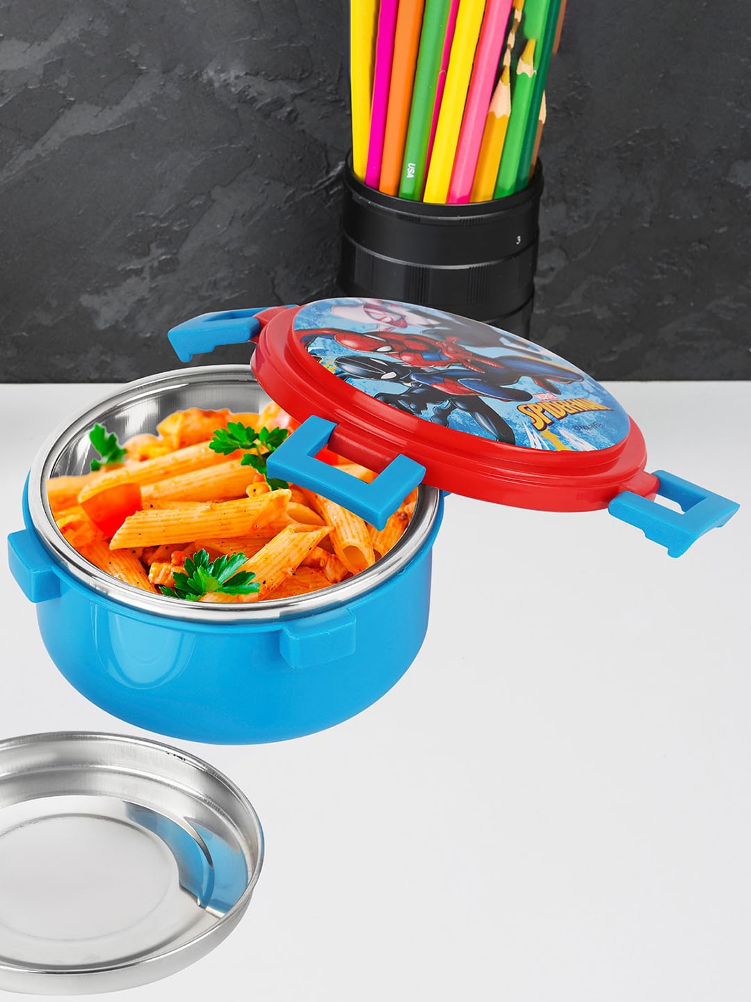 

Cello Recess Red Spider Printed Inner Stainless Steel Medium Lunch Box