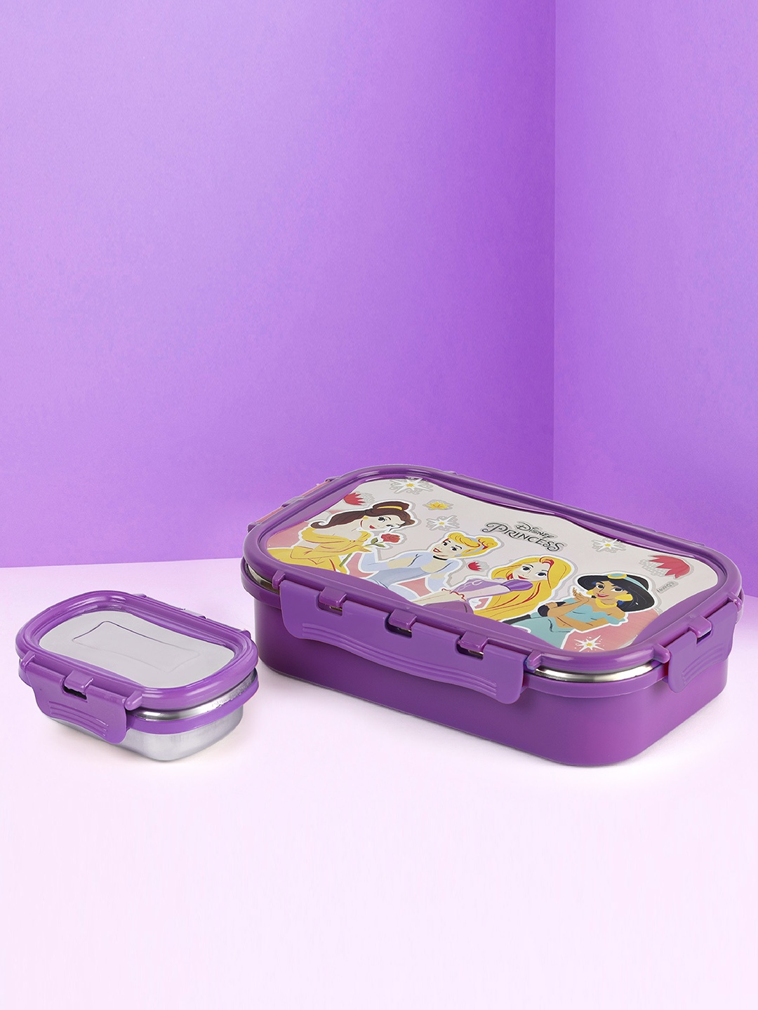 

Cello Thermo Click Purple Disney Princess Printed Stainless Steel Lunch Box & Container