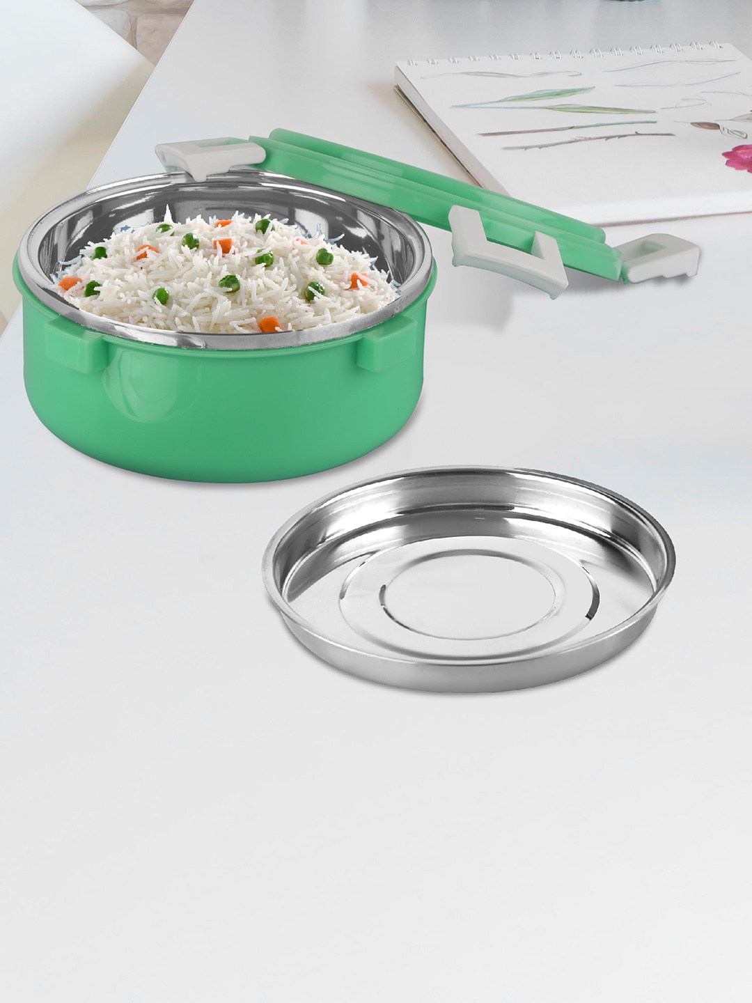 

Cello Take-Eat Green Inner Stainless Steel Lunch Box-415ml