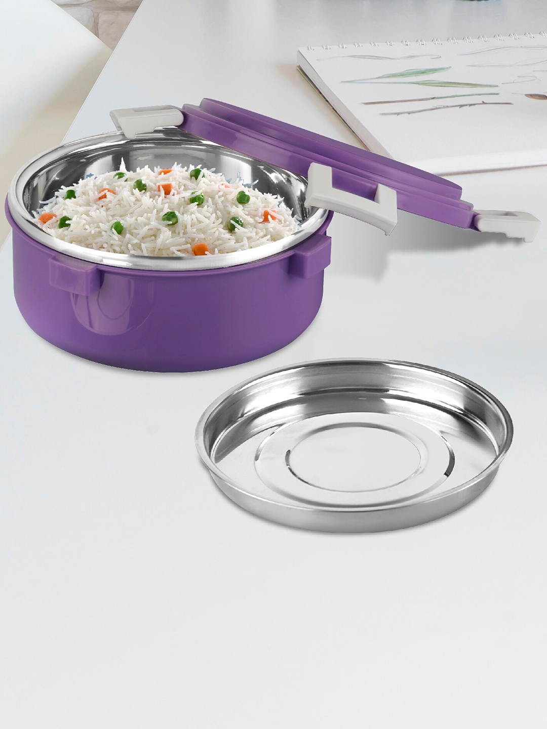 

Cello Take-Eat Purple Medium Stainless Steel Lunch Box 415 ml