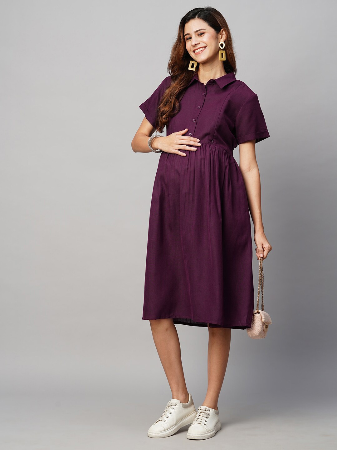 

MomToBe Maternity A-Line Sustainable Dress, Purple