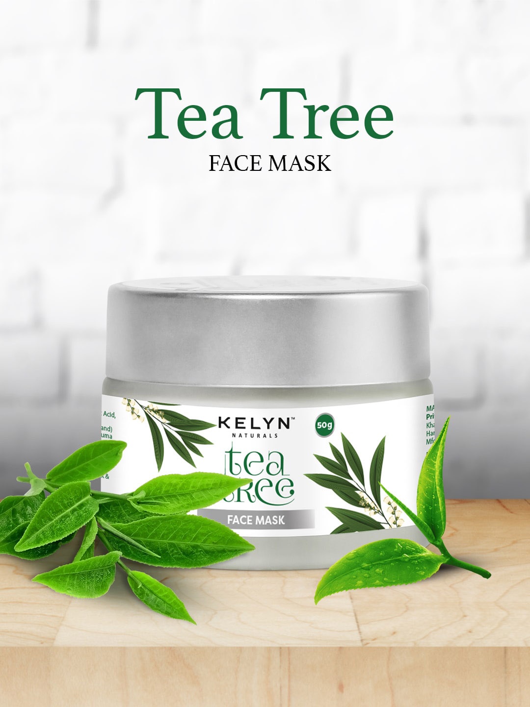 

KELYN Naturals Tea Tree Face Mask for Dry Skin - 50g, Green