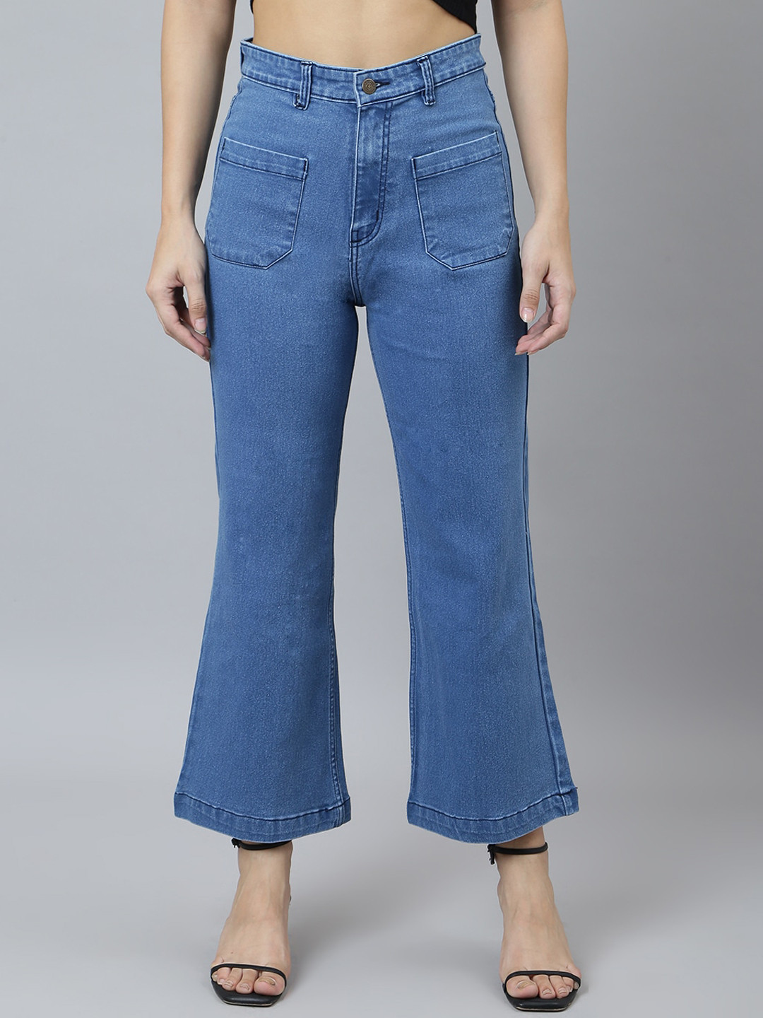 

BAESD Women High-Rise Clean Look Stretchable Bootcut Jeans, Blue