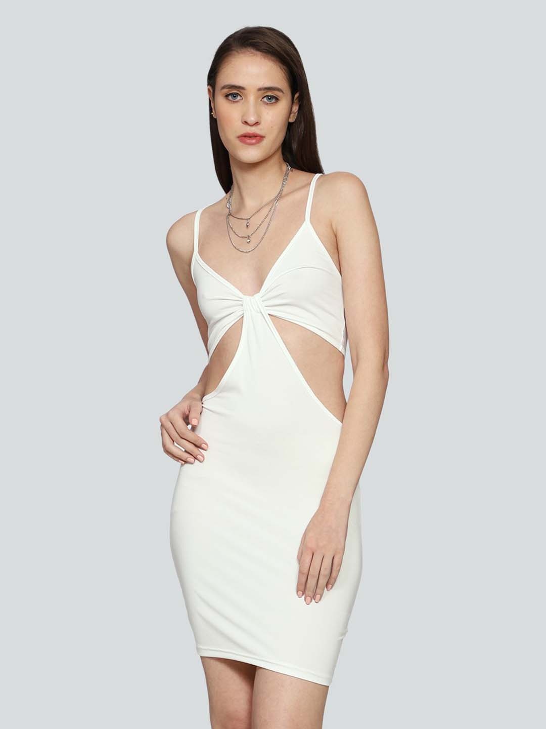 

Outcast Cut-Out Detail Shoulder Straps Bodycon Dress, White