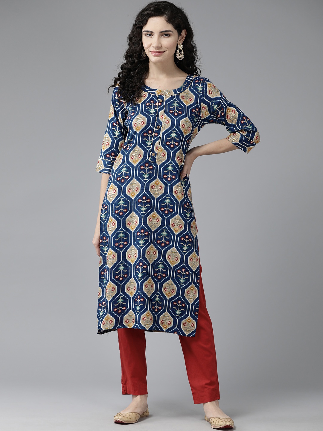 

Aarika Women Ethnic Motifs Printed Kurta, Navy blue