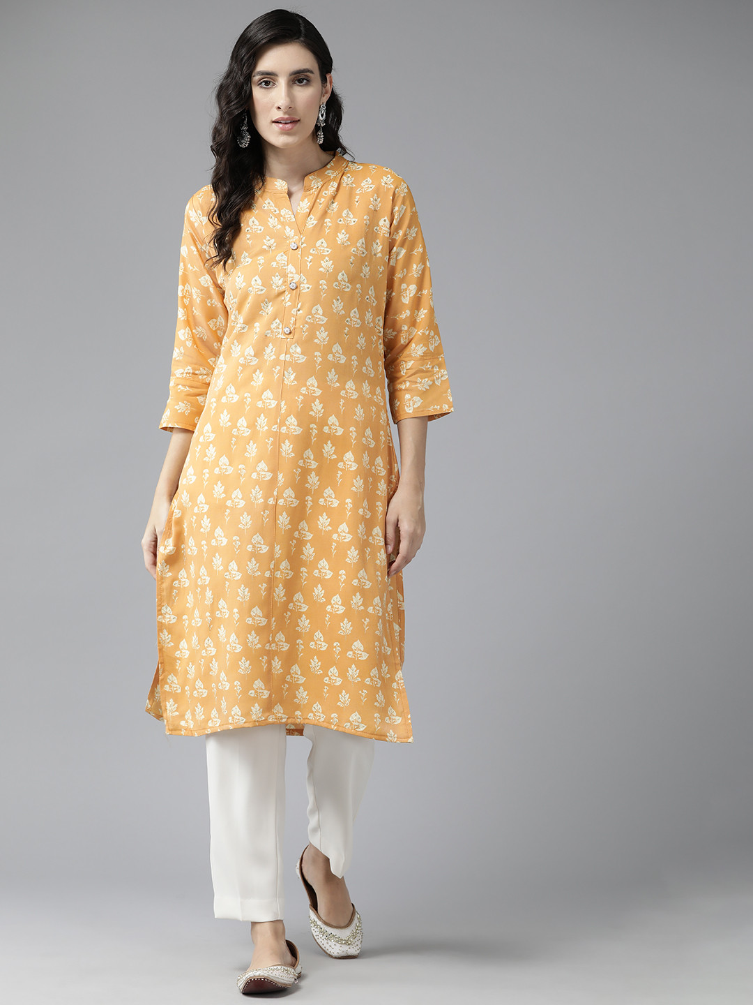

Aarika Women Ethnic Motifs Printed Kurta, Mustard