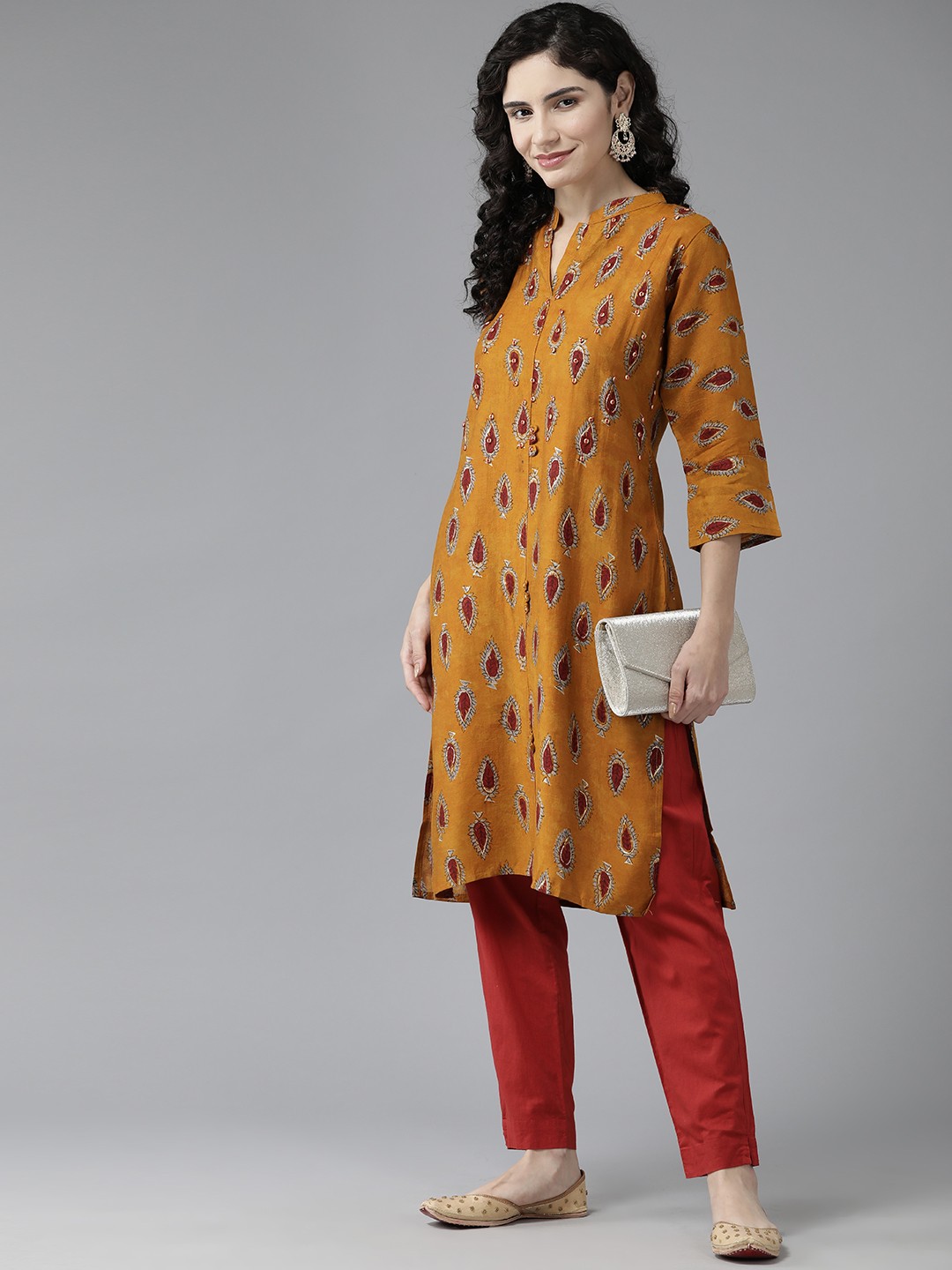

Aarika Women Ethnic Motifs Printed Kurta, Mustard