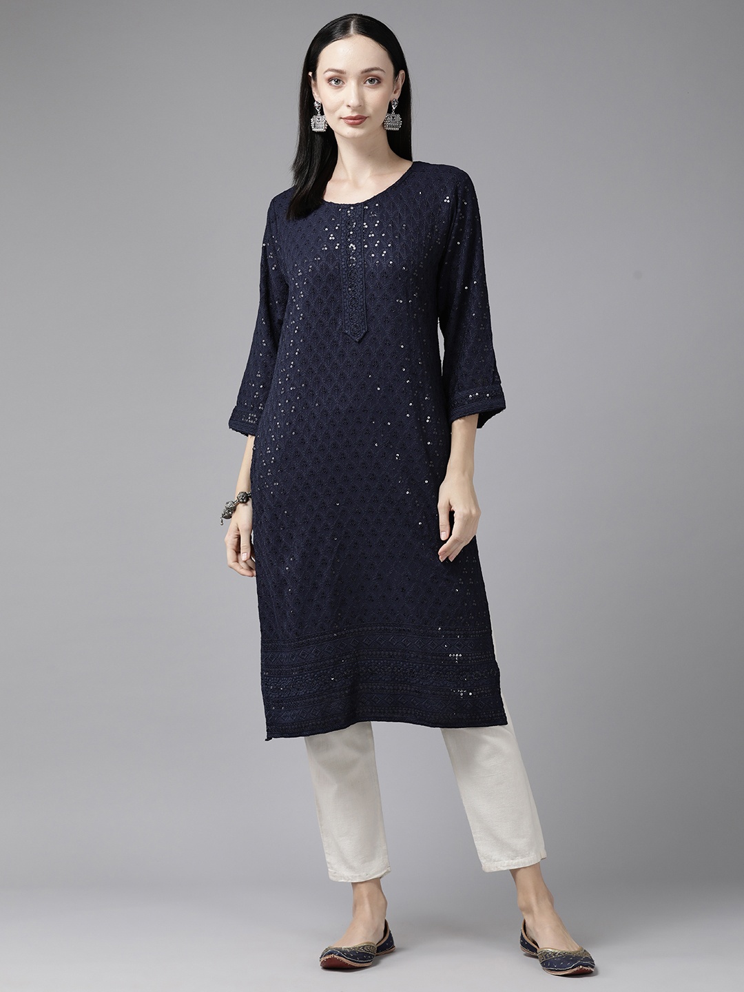 

Aarika Women Navy Blue Sequinned Kurta