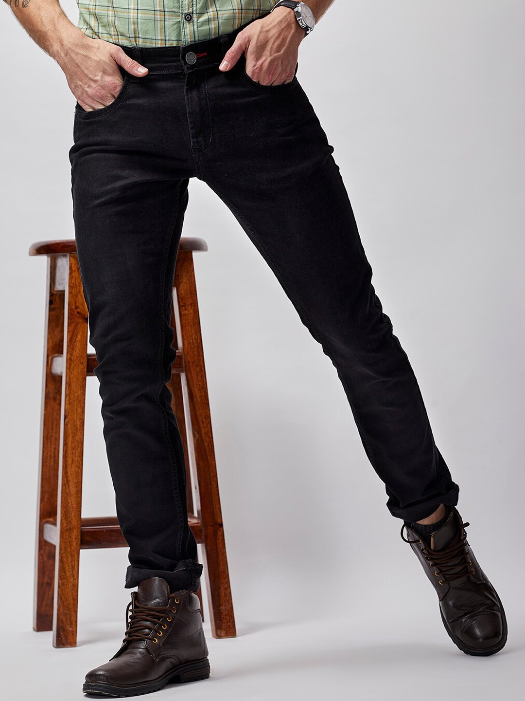 

MOZZO Men Lean Slim Fit Clean Look Jeans, Charcoal