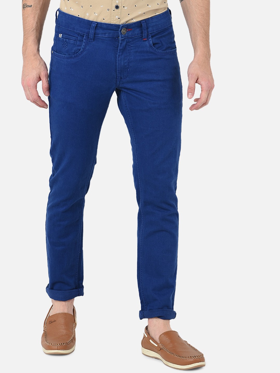 

MOZZO Men Lean Mid-Rise Slim Fit Jeans, Brown