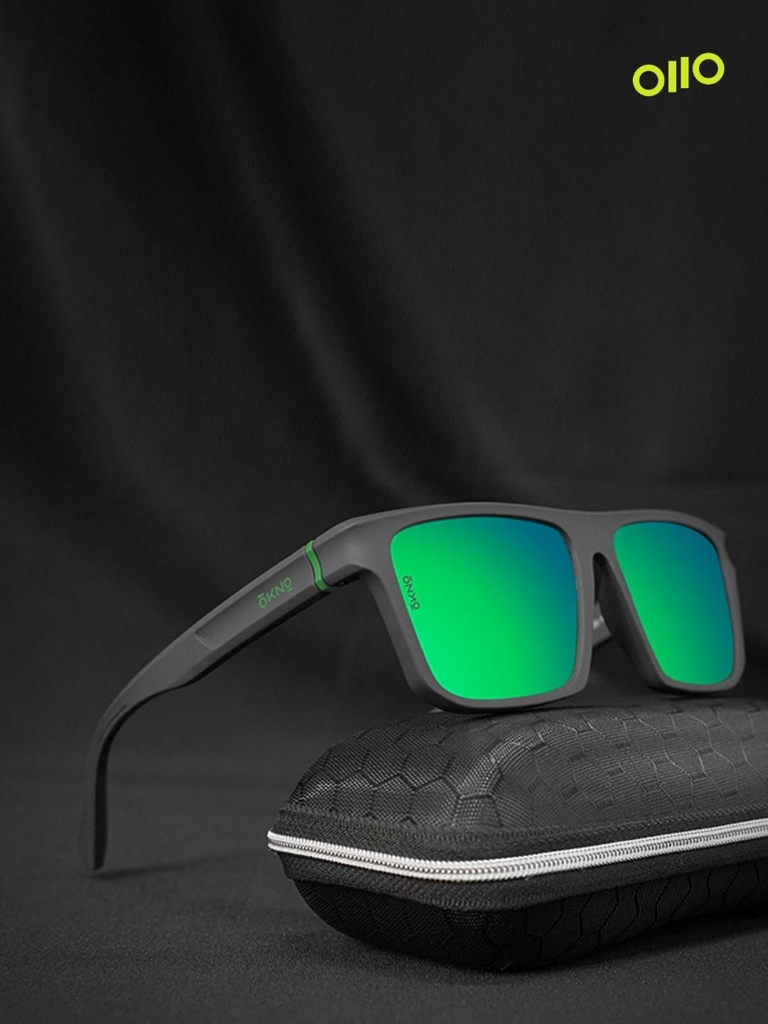 

OKNO Unisex Square Sunglasses with Polarised and UV Protected Lens, Green