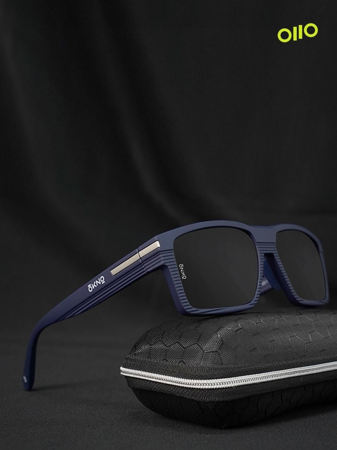

OKNO Unisex Rectangle Sunglasses with Polarised and UV Protected Lens, Black